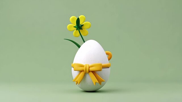 Pastel Easter-style egg character with flower decoration video