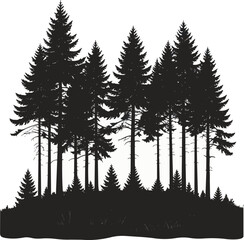 Obraz premium Forest Silhouette Black and White Vector Illustration