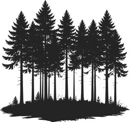 Fototapeta premium Forest Silhouette Black and White Vector Illustration