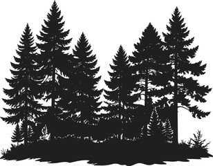 Fototapeta premium Forest Silhouette Black and White Vector Illustration