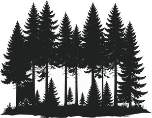 Obraz premium Forest Silhouette Black and White Vector Illustration