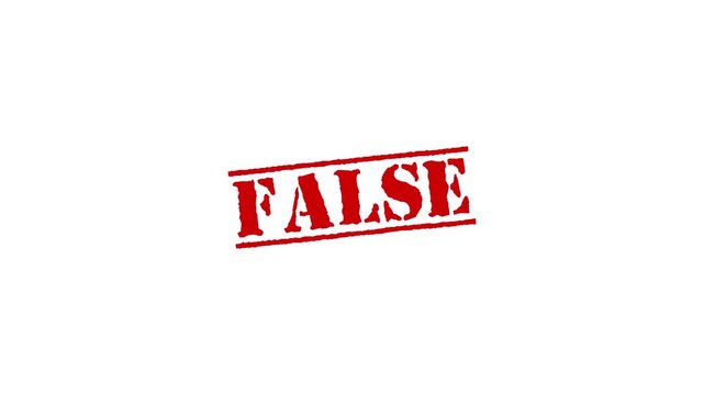 Textured False text animation. false Rubber Stamp motion. impression slide down rubber seal 4k video.