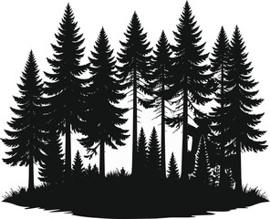 Obraz premium Forest Silhouette Black and White Vector Illustration