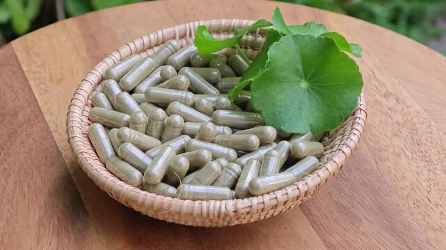Asiatic pennywort. Centella asiatica capsules.