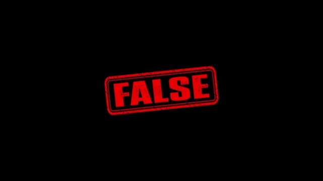 Textured False text animation. false Rubber Stamp motion. impression slide down rubber seal 4k video.