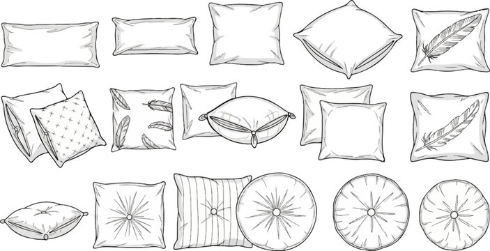 Collection of various decorative pillows in different shapes and patterns