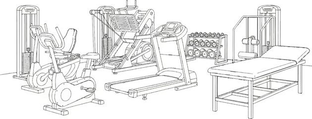Obraz premium Workout machines and weights in a fitness room