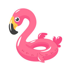 Obraz premium Cute Pink Flamingo Pool Float Ring for Summer Fun and Water Play Illustration
