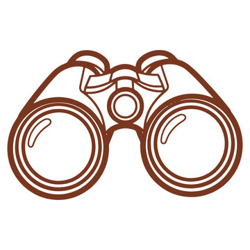 Brown binoculars outline vector illustration for exploration adventure and looking ahead to the future perfect for presentations or graphic design projects