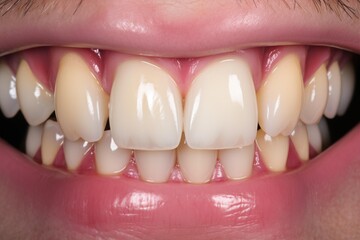 Obraz premium Human mouth with healthy teeth and gums, highlighting good oral hygiene and dentistry