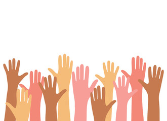 Fototapeta premium Diverse Raised Hands Silhouette Illustration