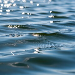 Serene water surface with sunlight reflections and gentle ripples