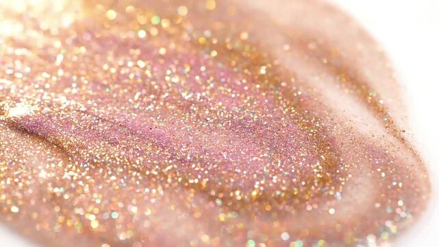 Abstract Light Play Dynamic shot focusing on the interplay of warm golden-hour light across a delicate layer of flowing sparkle ink, creating mesmerizing patterns and reflections on an uncluttered