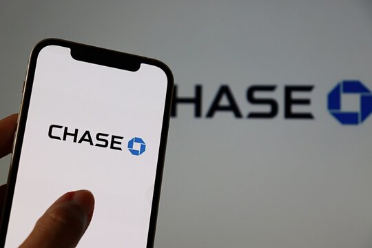 Salvador, Brazil - March 9, 2026: Chase Bank logo on smartphone screen. Chase is an American bank and a subsidiary of JPMorgan Chase. Chase app. 
