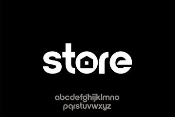Obraz premium Store Logo Design with House Icon and Modern Typography.