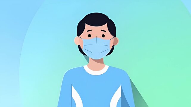 Face Mask Protection Health Awareness 2D Flat Vector Illustration, 8K