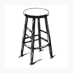 wooden stool chair isolated on white