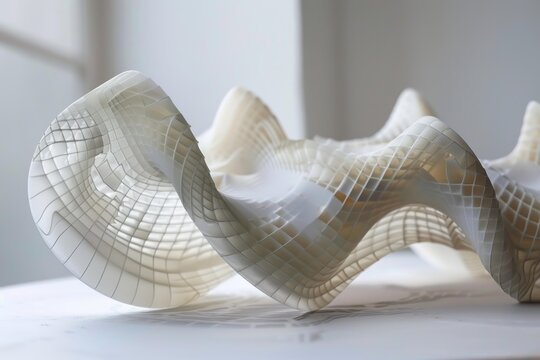 Intricate architectural model showcasing an innovative and futuristic wavy building design