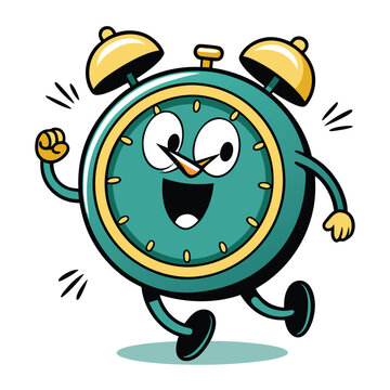 a retro style cartoon illustration of an alarm clo (4)