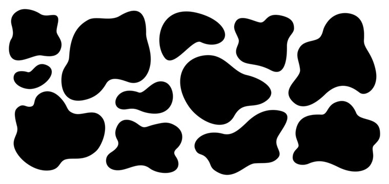 Abstract irregular organic set with black cute vector shape frame box. Hand drawn collage with abstract wavy background. Text rectangle banner with figure graphic shape