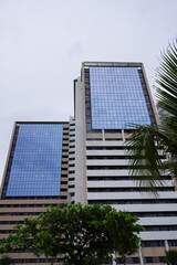 Obraz premium Solar power system installed at a hotel in Fortaleza to reduce operating costs through self-sufficiency. Fortaleza - Ceara, Brazil.