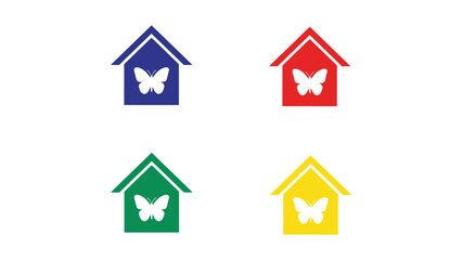 Obraz premium Colorful houses with butterfly designs on their roofs