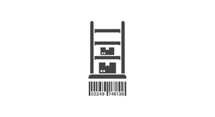Barcode Scanner with Shelf and Boxes Icon
