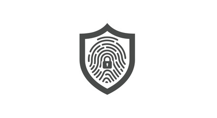 Fingerprint security shield icon with lock symbol, digital identity and data protection concept