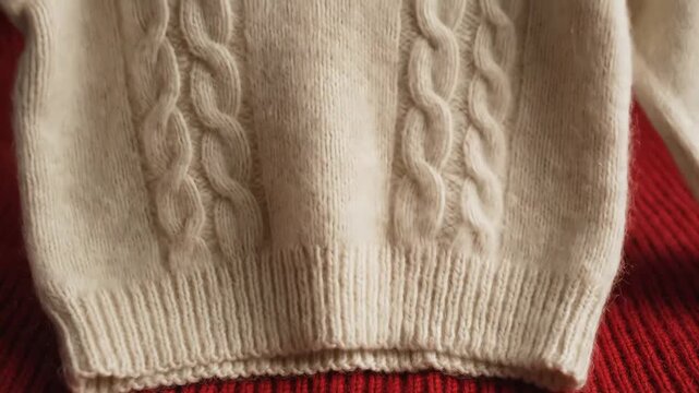 Cozy Cream Cable Knit Sweater with Turtleneck and Ribbed Cuffs and Hem Perfect for Winter Warmth and Fashionable Layering.