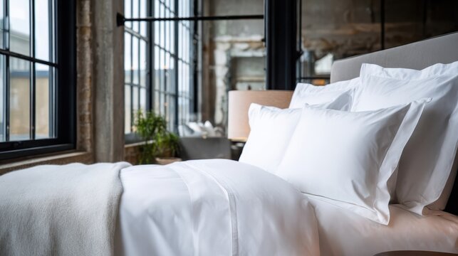 Crisp White Supima Cotton Percale Sheets on a Luxury Bed