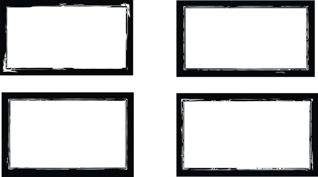 Four black square frames on a white background