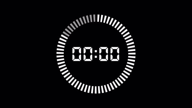 Digital 5 Second Countdown Timer Motion Graphic Animation with Circular Progress Bar 4k video animation seamless loop