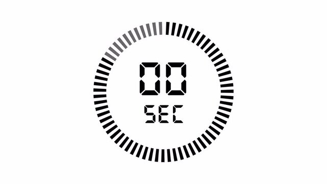 Digital 5 Second Countdown Timer, Modern Black and White Segmented Progress Bar Motion Graphic 4k video animation seamless loop