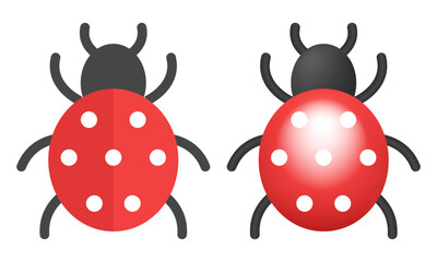Ladybug. Vector flat and 3D icon isolated on white background.