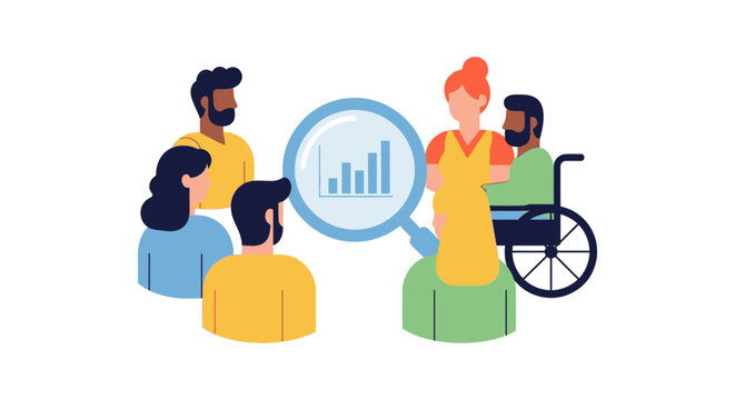 Diverse Team Analyzing Data & Market Research for Business Growth. Inclusive Collaboration & Analytics Concept.