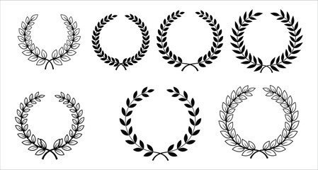 Obraz premium Laurel Wreath Collection Black and White Elegant Vector Illustrations