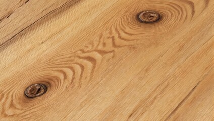 Close-up of wooden surface, featuring grain patterns and knots, angled