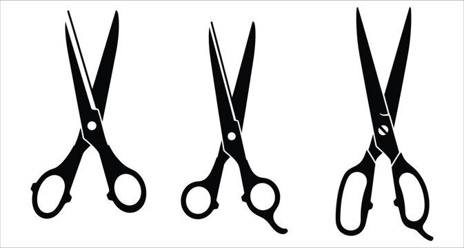 Scissors Silhouette Set Simple Black Vector Illustration