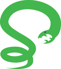 Obraz premium A vector cartoon illustration of a green mamba snake with scales, open mouth and sharp teeth ready to bite