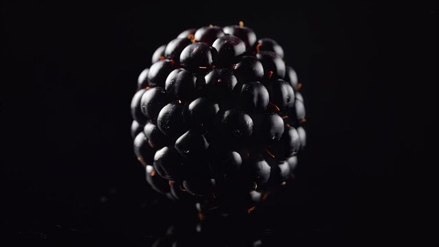 Blackberry on Black: A solitary, succulent blackberry bursts with dark, juicy promise against a stark black backdrop. This image captures the essence of pure, natural freshness.
