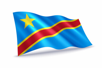 Fototapeta premium DR Congo Waving Flag Isolated on White