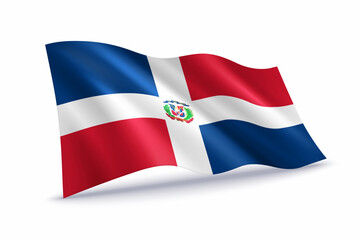 Dominican Republic Waving Flag Isolated on White