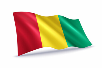 Obraz premium Guinea Waving Flag Isolated on White