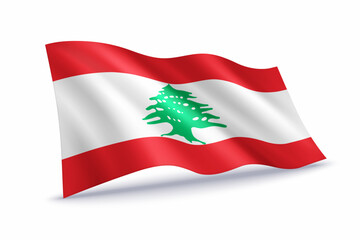 Fototapeta premium Lebanon Waving Flag Isolated on White