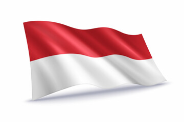 Monaco Waving Flag Isolated on White