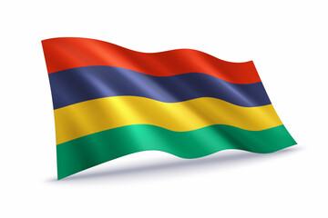 Obraz premium Mauritius Waving Flag Isolated on White