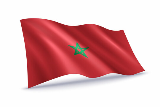 Morocco Waving Flag Isolated on White