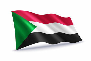 Sudan Waving Flag Isolated on White