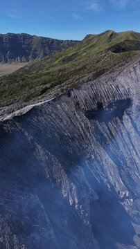 Aerial view of volcanic slopes of Mount Bromo, East Java, Indonesia