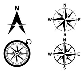 Compass Rose Navigation Symbols Vector Illustration